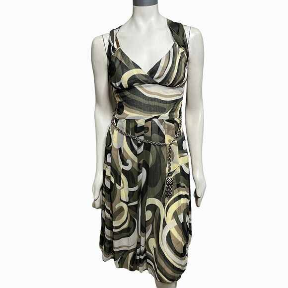 Jake*s Camo Swirl Halter Knee Length Dress Size Medium - Picture 1 of 13